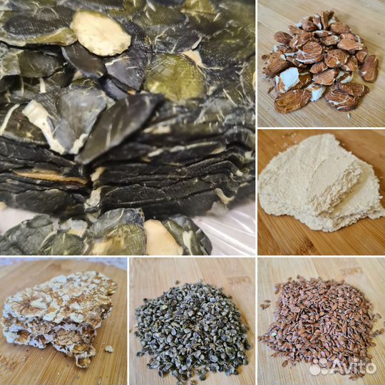 Жмых льна, кунжута, миндаля, кокоса, чёрного тмина