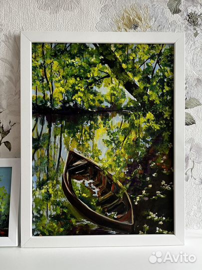 Лодка заброшенный берег картина маслом