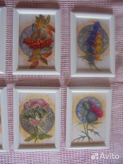 Панно 12х17 Травник белая рамка со стеклом 1 шт