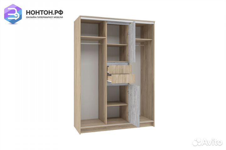 Шкаф-купе Эдем с двумя зеркалами 1.5 м дуб крафт с
