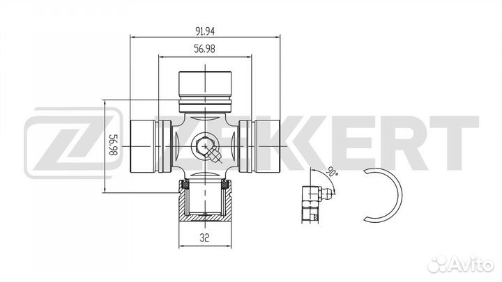 Крестовина карданного вала 32 00x91 94 / Kia Sorento 02