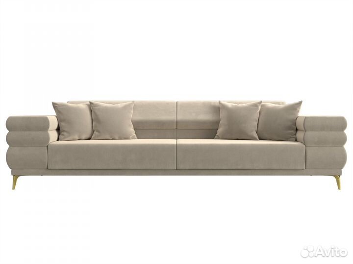 Диван прямой Лига-021, микровельвет, бежевый