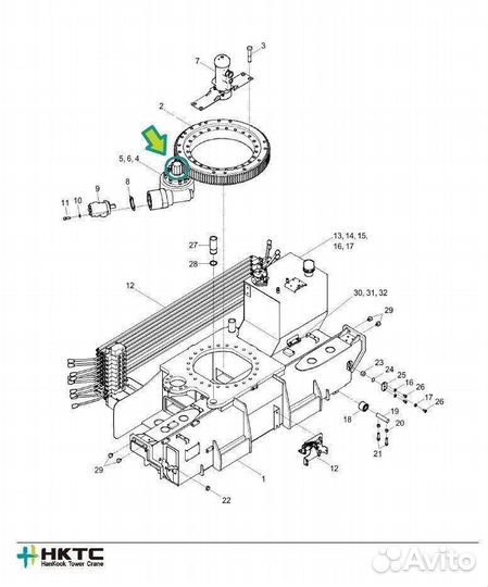 Вал шестерня редуктора поворота кму Hktc HLC 8026