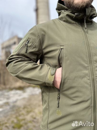 Костюм softshell олива + черный влаговетрозащитный