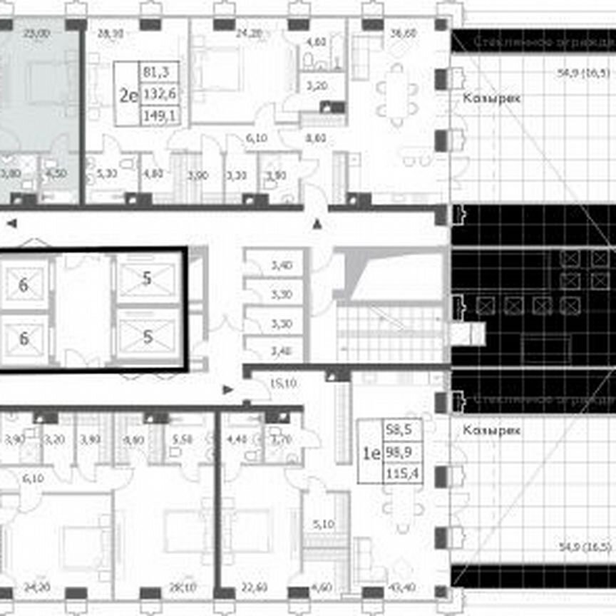 1-к. квартира, 95,7 м², 49/52 эт.