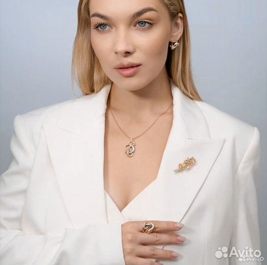 Золотая подвеска Змея. Кулон из красного золота