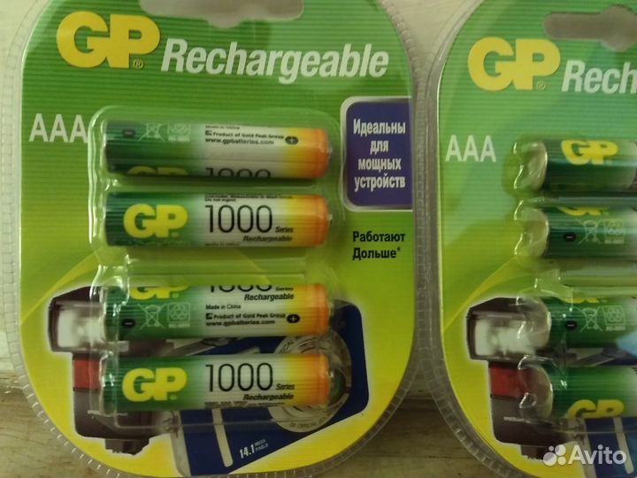 Упаковка 4 аккумулятора AAA GP 1000мАч 1.2V