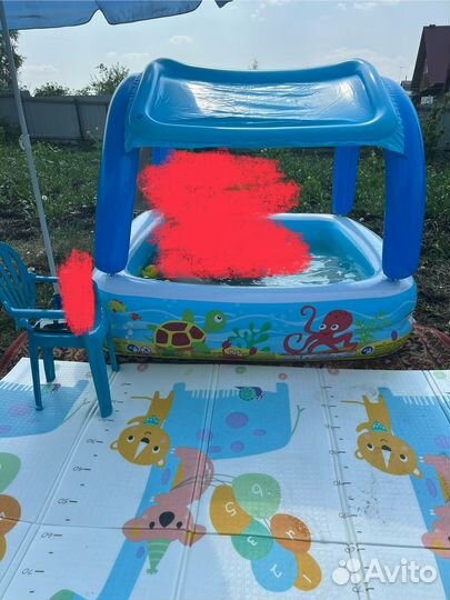 Детский надувной бассейн с крышей