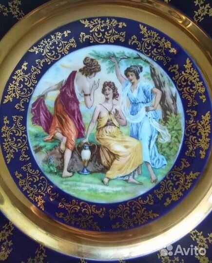 Декоративная тарелка фарфор кобальт Чехословакия