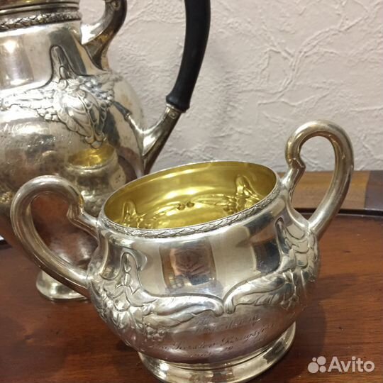 Старинный чайный набор. Серебро 