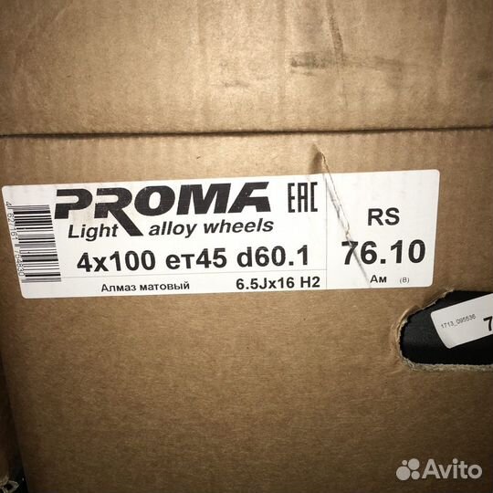 Литые диски R16 4/100 Proma RS Алмаз мат
