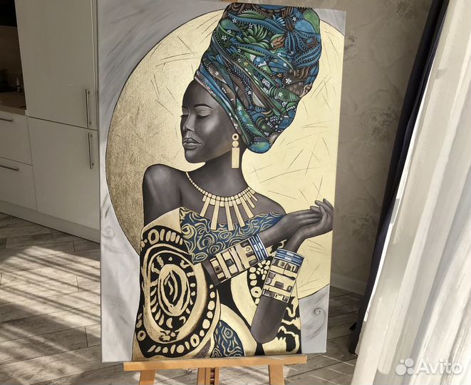 Большая картина маслом Африканка