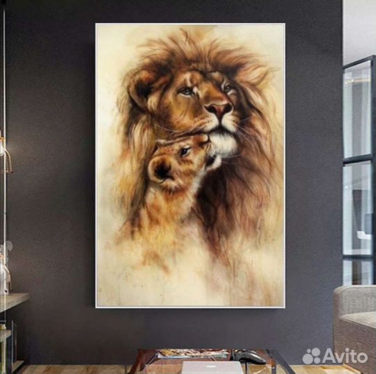 Картина маслом Львы