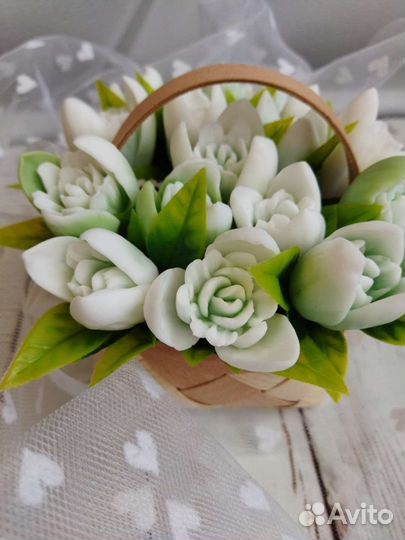 Букет из мыла #лукошко подснежников#