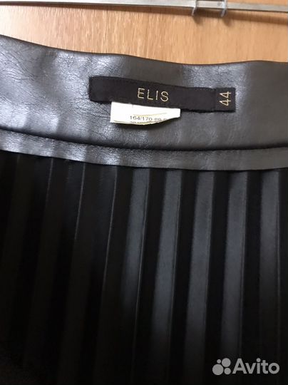 Кожаная юбка плиссерованная