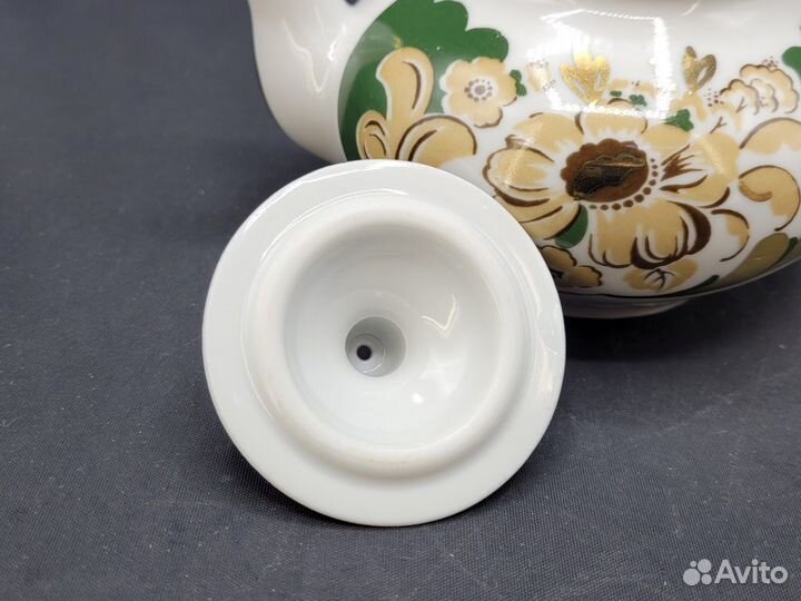 Чайник фарфор позолота Цветы дфз Вербилки