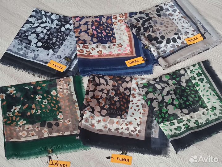 Платок Батист Модал Fendi бежевый лёгкий новый