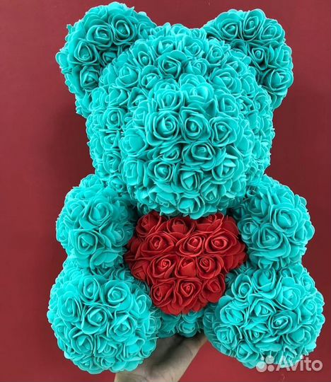 Мишка из роз с сердцем 40 см