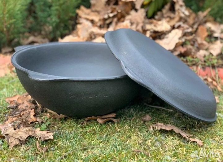 Казан чугунный узбекский с крышкой для плова