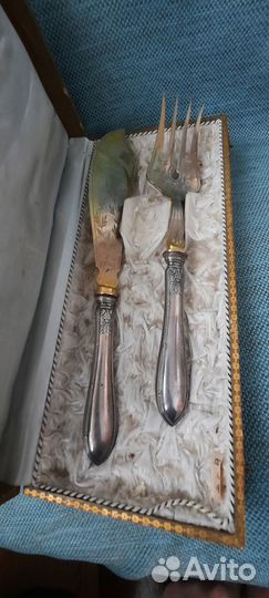 Антикварный набор столовые приборы для рыбы