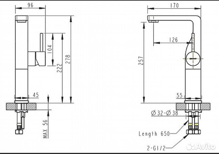 Смеситель для раковины Bravat f16061c-a2-eng Хром