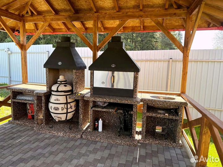 Печь барбекю, стол разделочный, модуль под тандыр