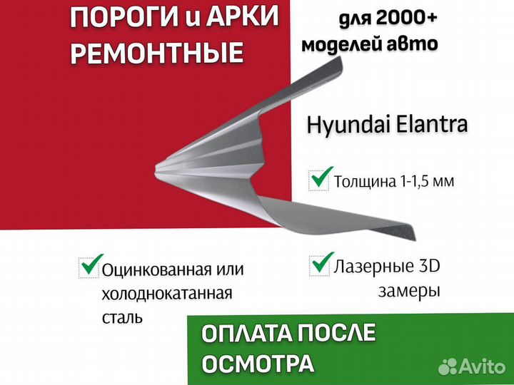 Задние арки Hyundai Elantra ремонтные с гарантией