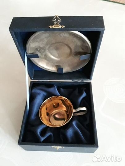 Кофейная пара мельхиор, позолота