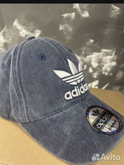 Джинсовая кепка Adidas синяя унисекс