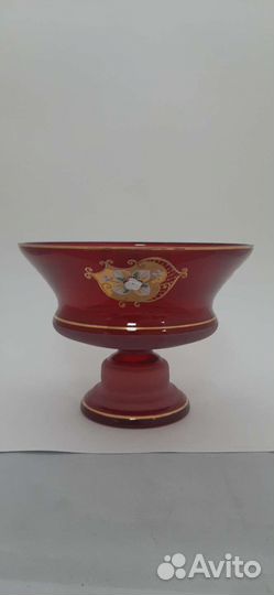 Ваза для фруктов Cristal Art красная