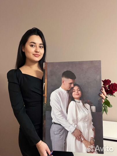 Портрет по фото на холсте