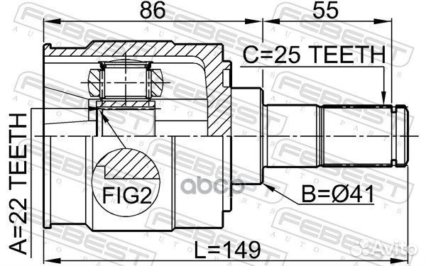 ШРУС внутренний 22x41x25 (hyundai I30 2007) FE