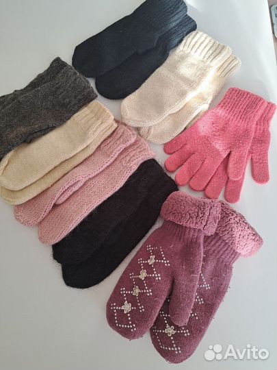 Варежки вязаные один лот, цена за всё