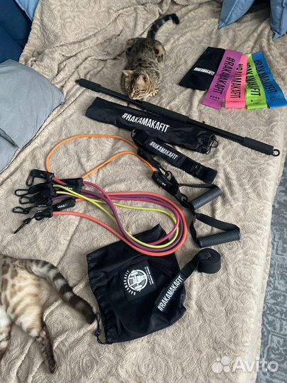 Инвентарь фитнес набор rakamakafit эспандеры +гриф
