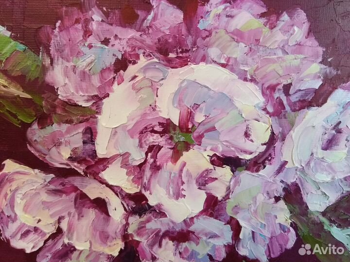 Букетик белых цветов. Картина мастихином. Масло