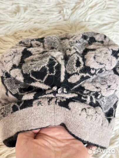 Комплект шапка и шарф ангорка женские бежевый бу