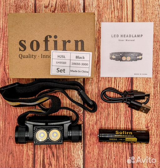 Налобный фонарь Sofirn H25L + АКБ 3000mAh
