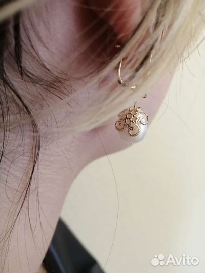 Серьги с натуральным жемчугом