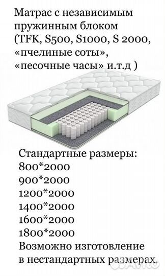 Матрасы разных размеров