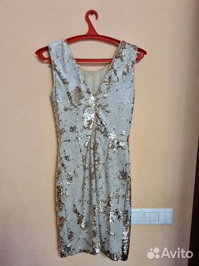 Платье коктельное/нарядное/пайетки/золотое 44