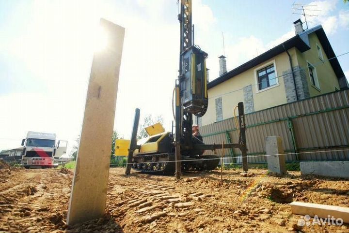 Монтаж свай и фундаментов