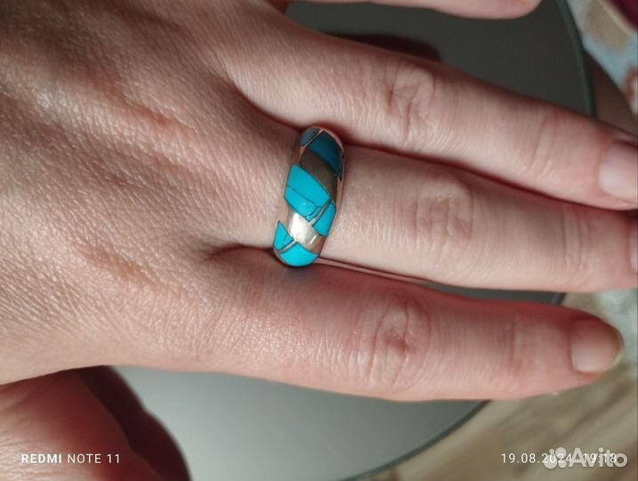 Серебряное кольцо с бирюзой пр. 925