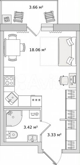 Квартира-студия, 28,5 м², 2/22 эт.