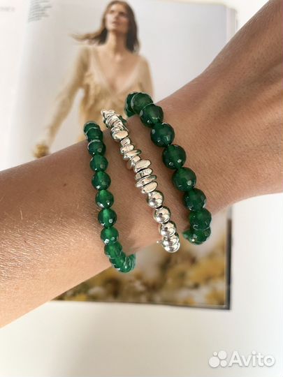 Браслеты из камней гематита, агата