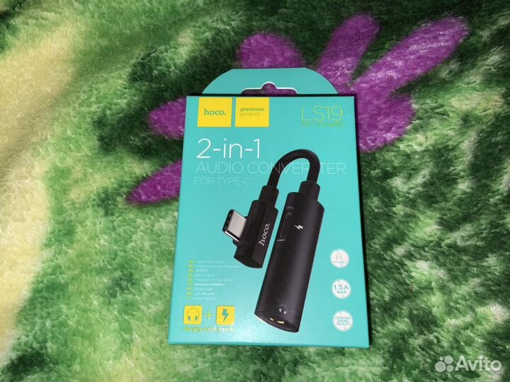 Адаптер Type-C на 3,5м, 2 в-1 (hoco ls19 )