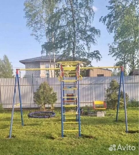 Детский комплекс для дачи с двойной качелью