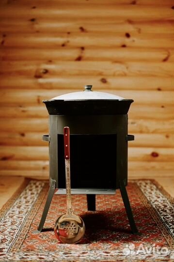 Казан чугунный 8л с печкой + шумовка
