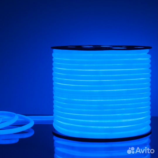 Гибкий неон синий круглый 14 мм на 220 вольт