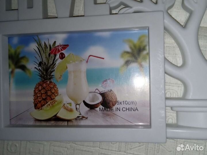 Фоторамка новая 4 окна 10х15 + сердце 8х8 см