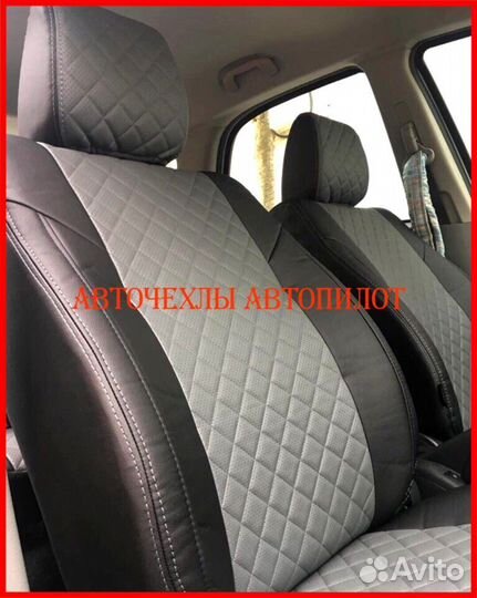 Чехлы Автопилот Suzuki SX4 из экокожи чёрно-серые